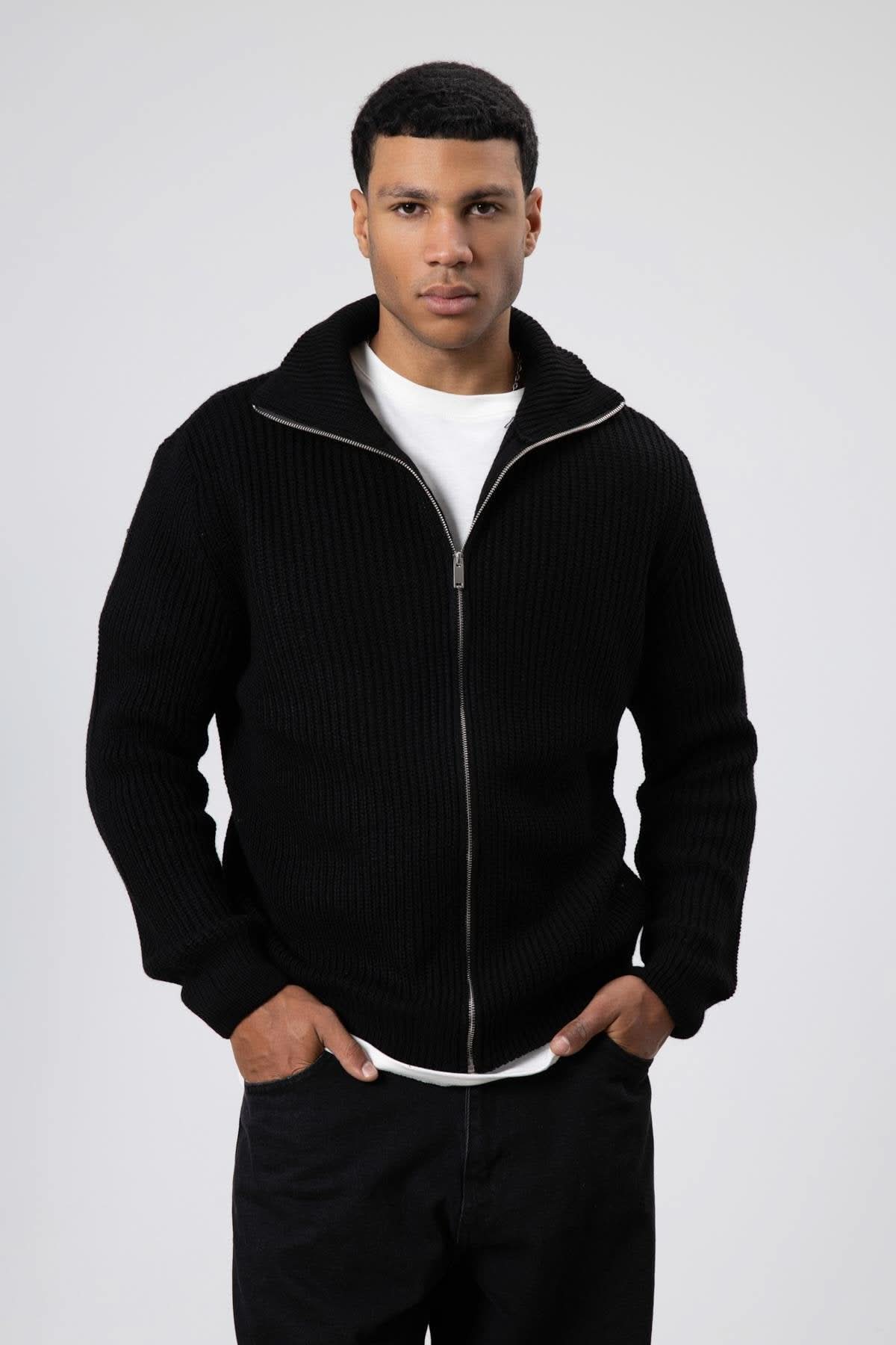 Zippered Knitwear Cardigan