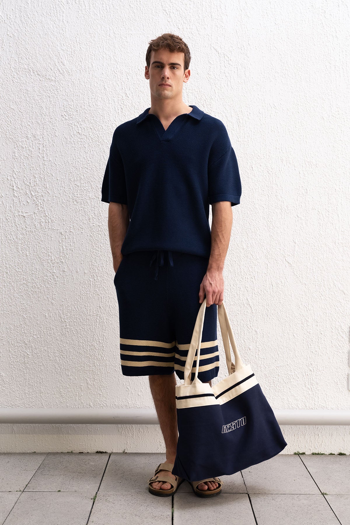 Crochet Knit Polo Shirt