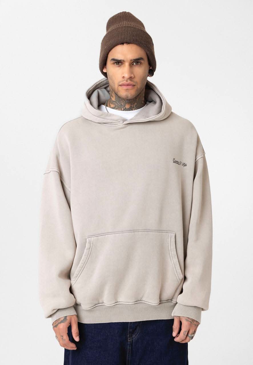 Beige Washed Oversized Hoodie