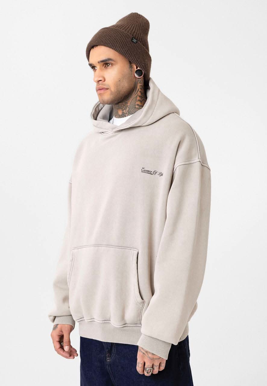 Beige Washed Oversized Hoodie