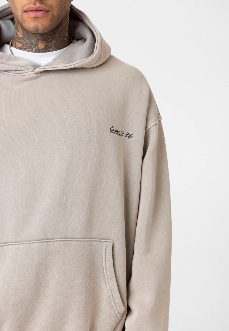 Beige Washed Oversized Hoodie