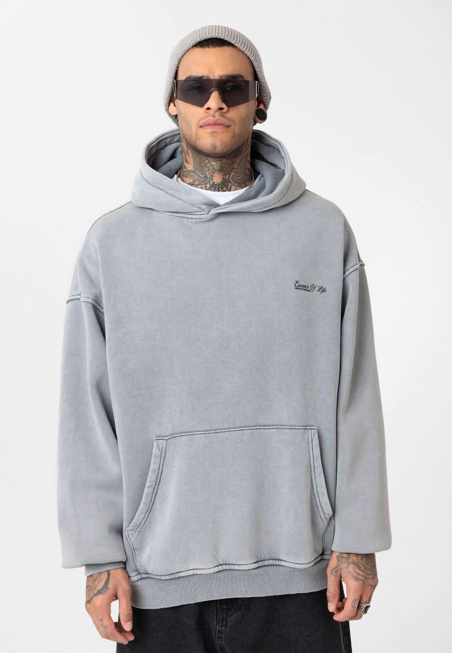 Grey Washed Oversized Hoodie