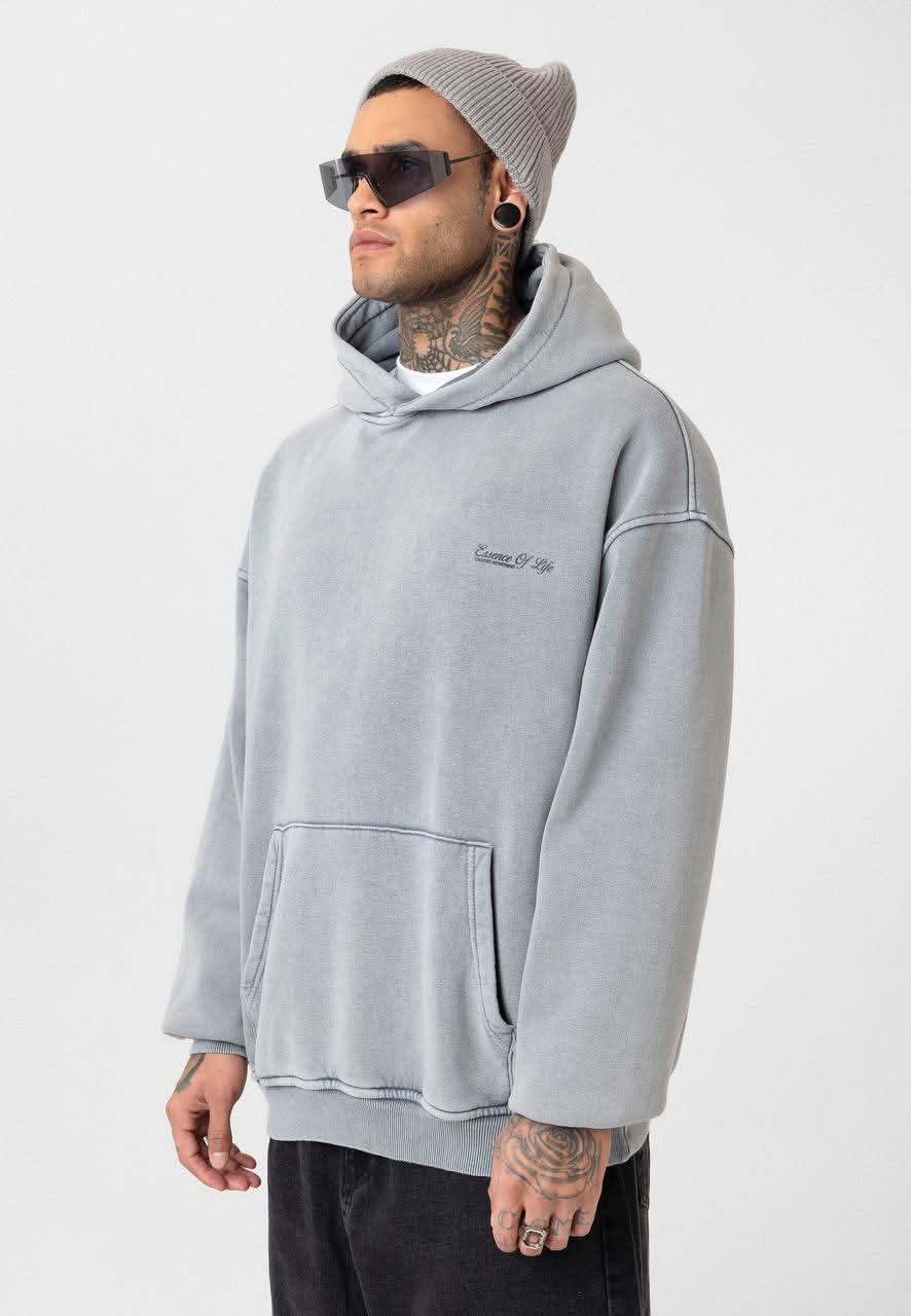 Grey Washed Oversized Hoodie