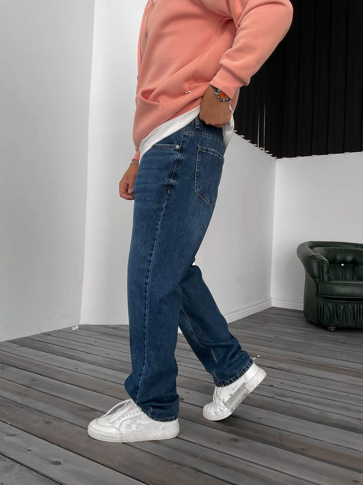 Regular Navy Blue Washed Jeans