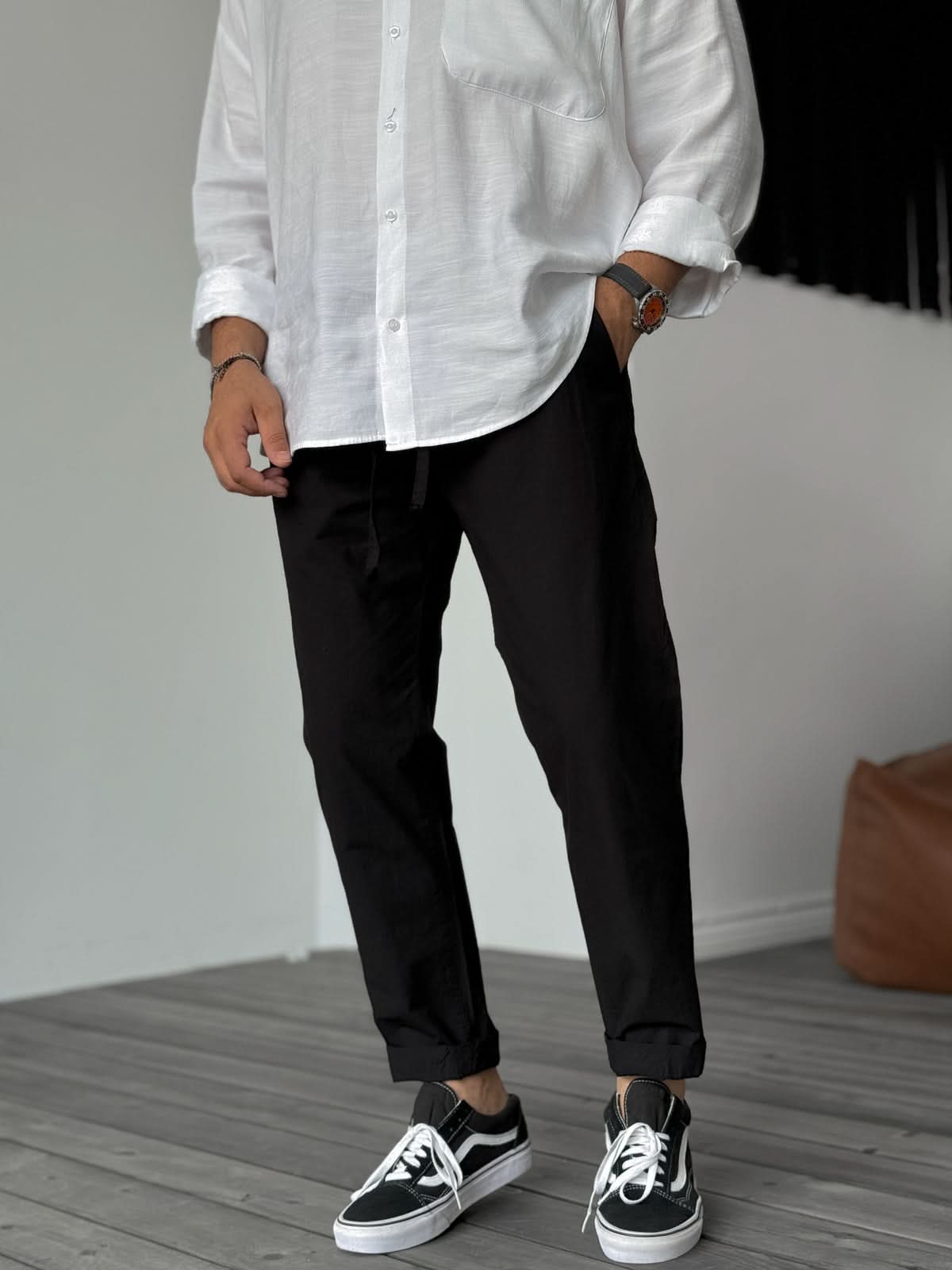 Black Regular Fit Pants