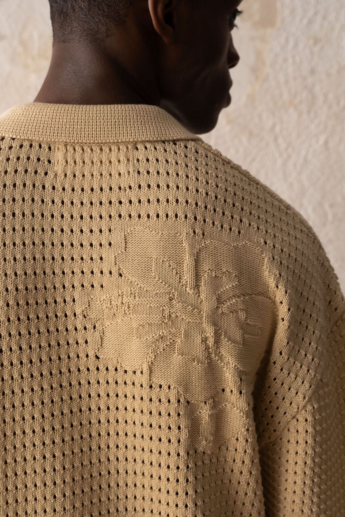 Crochet Knit Polo Shirt