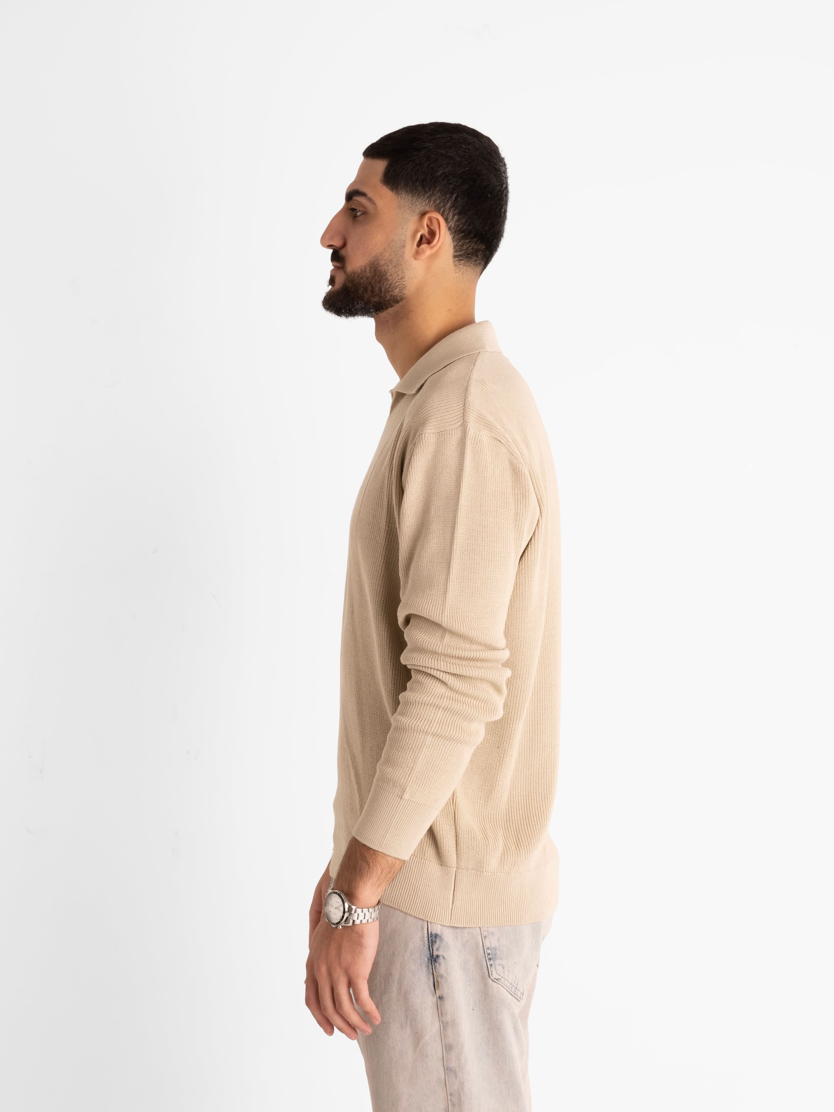 Enrico Polo Collar Sweater - Stone