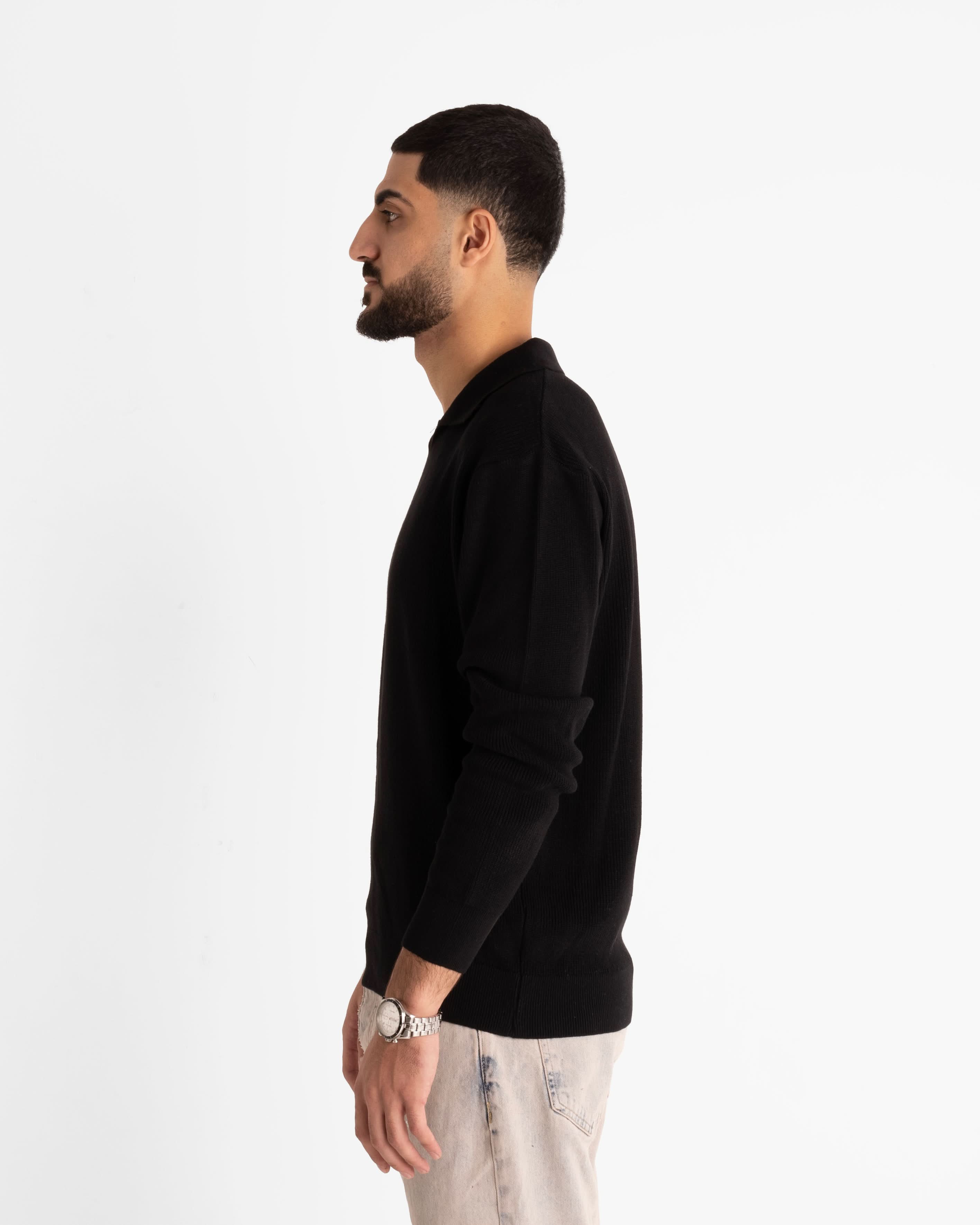 Enrico Polo Collar Sweater - Black