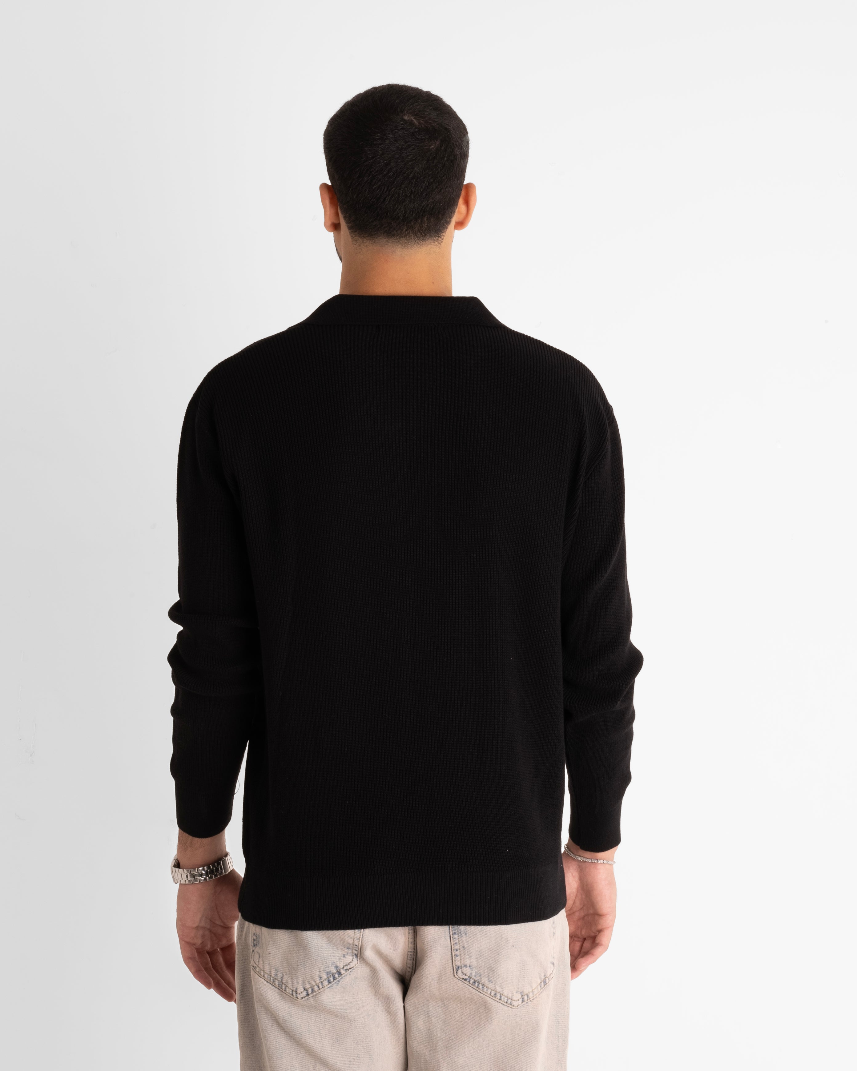 Enrico Polo Collar Sweater - Black