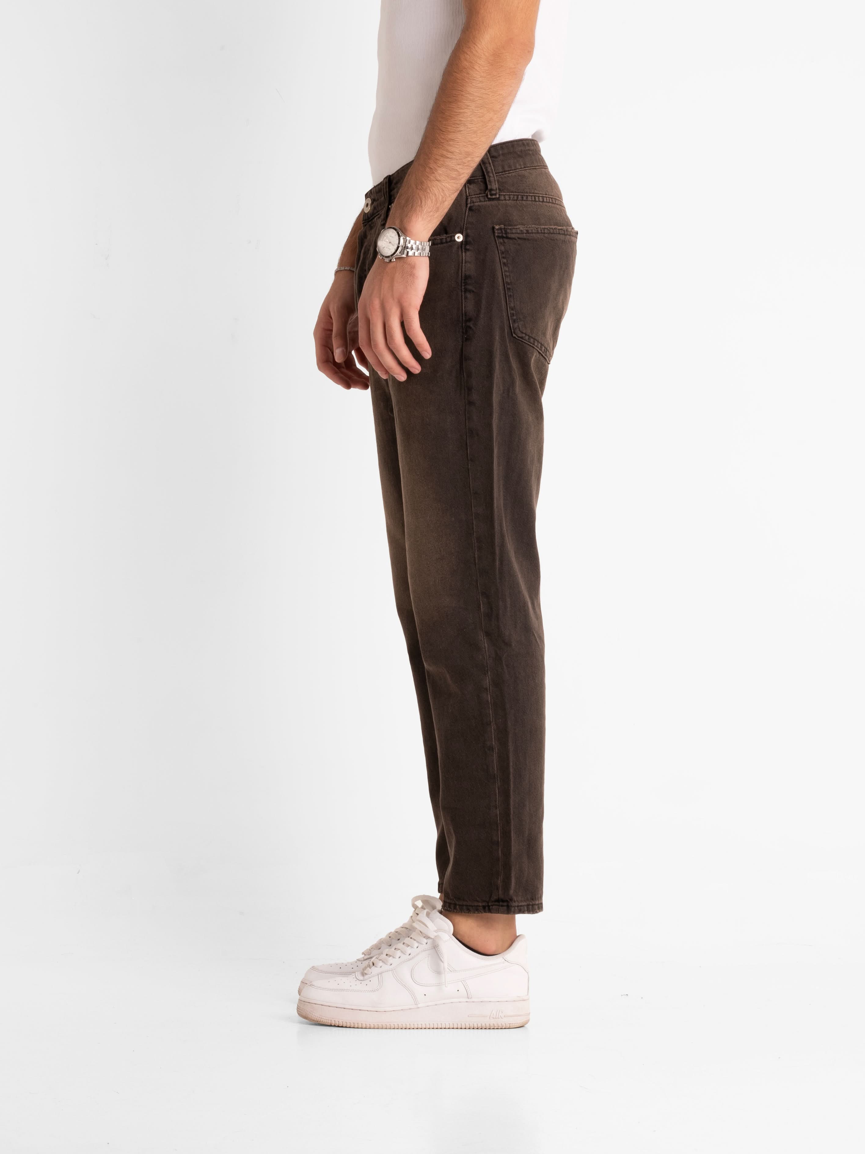 Boyfriend Jeans - Dark Brown Washed Vintage