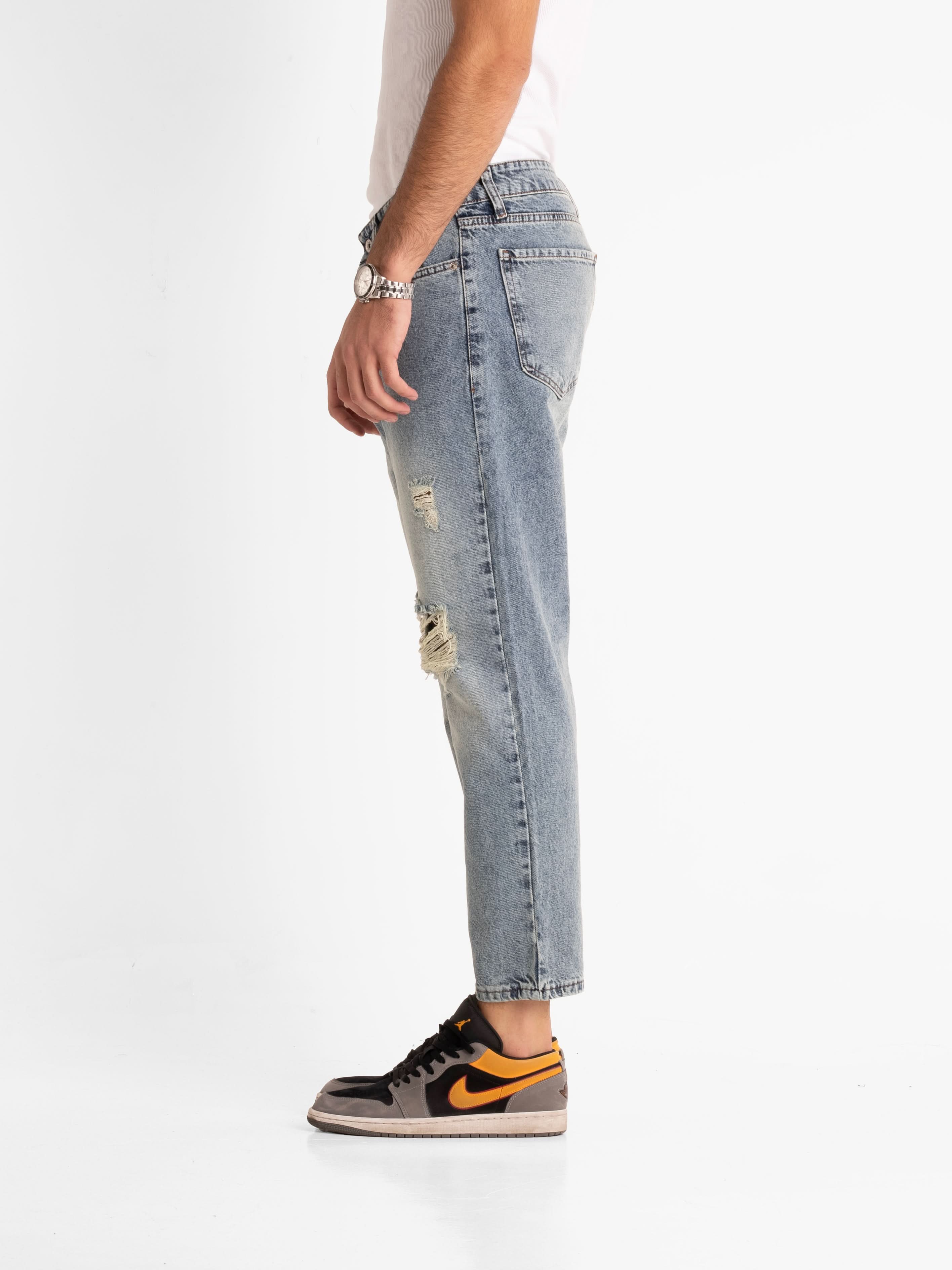 Boyfriend Jeans - Blue Ripped Vintage