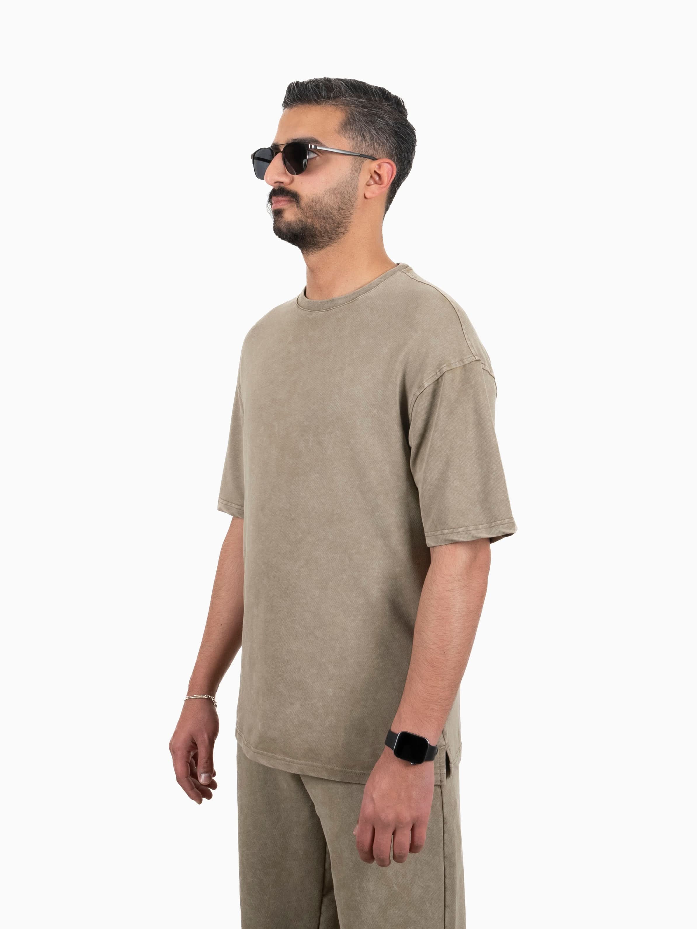 تي شيرت مغسول كبير الحجم - 100% قطن