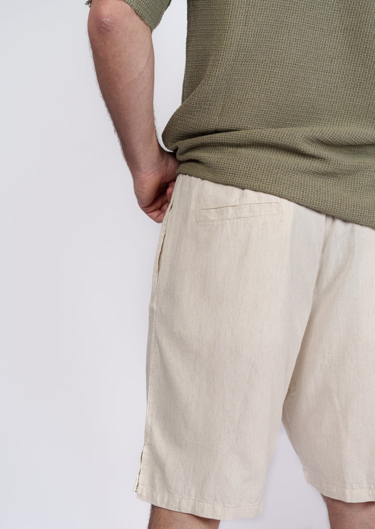 Beige Linen Shorts