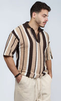 Oversized Coffee Striped Polo