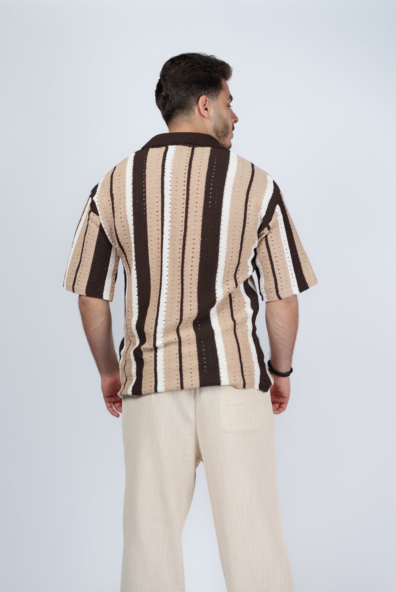 Oversized Coffee Striped Polo