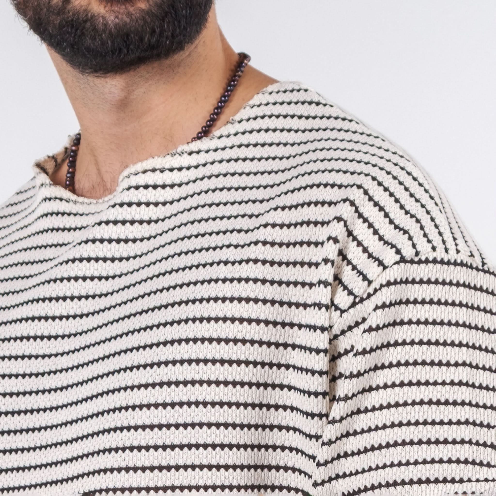 White Striped Sweater In Black