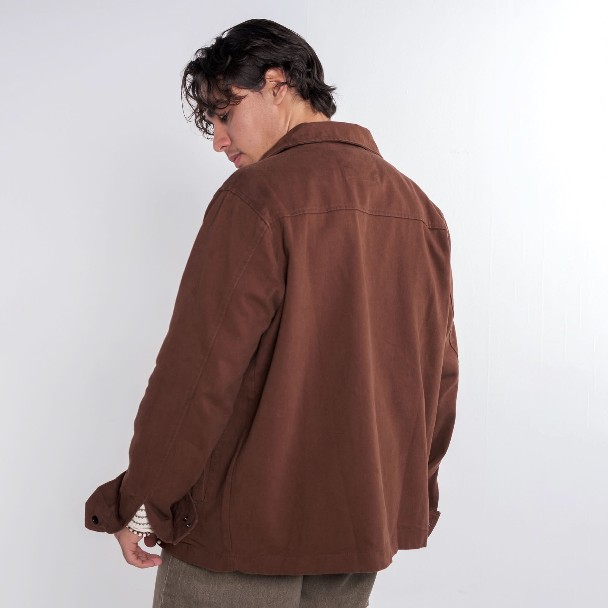 Double Pocket Denim Shirt in Brown