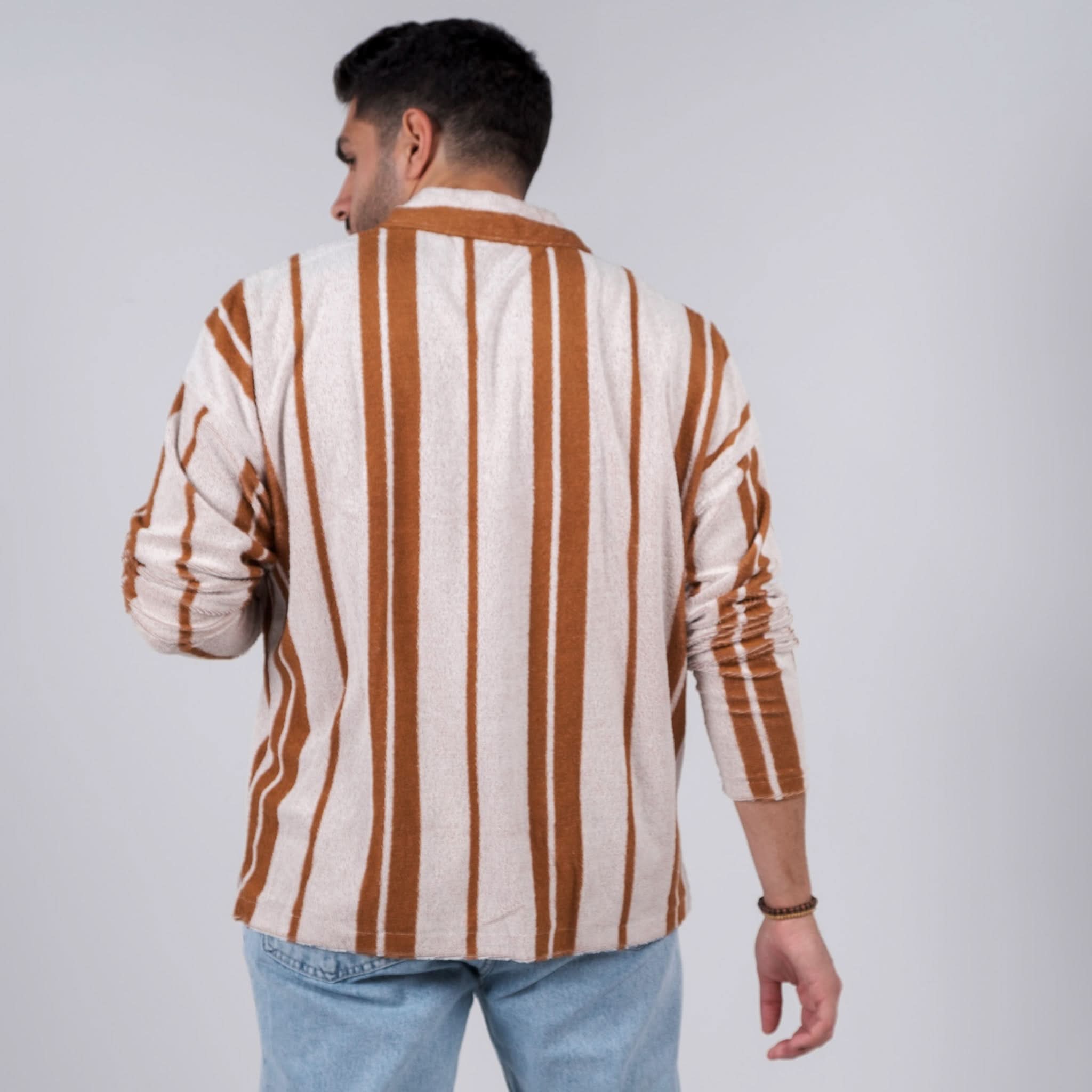 Orange Striped Oversized Polo Tee