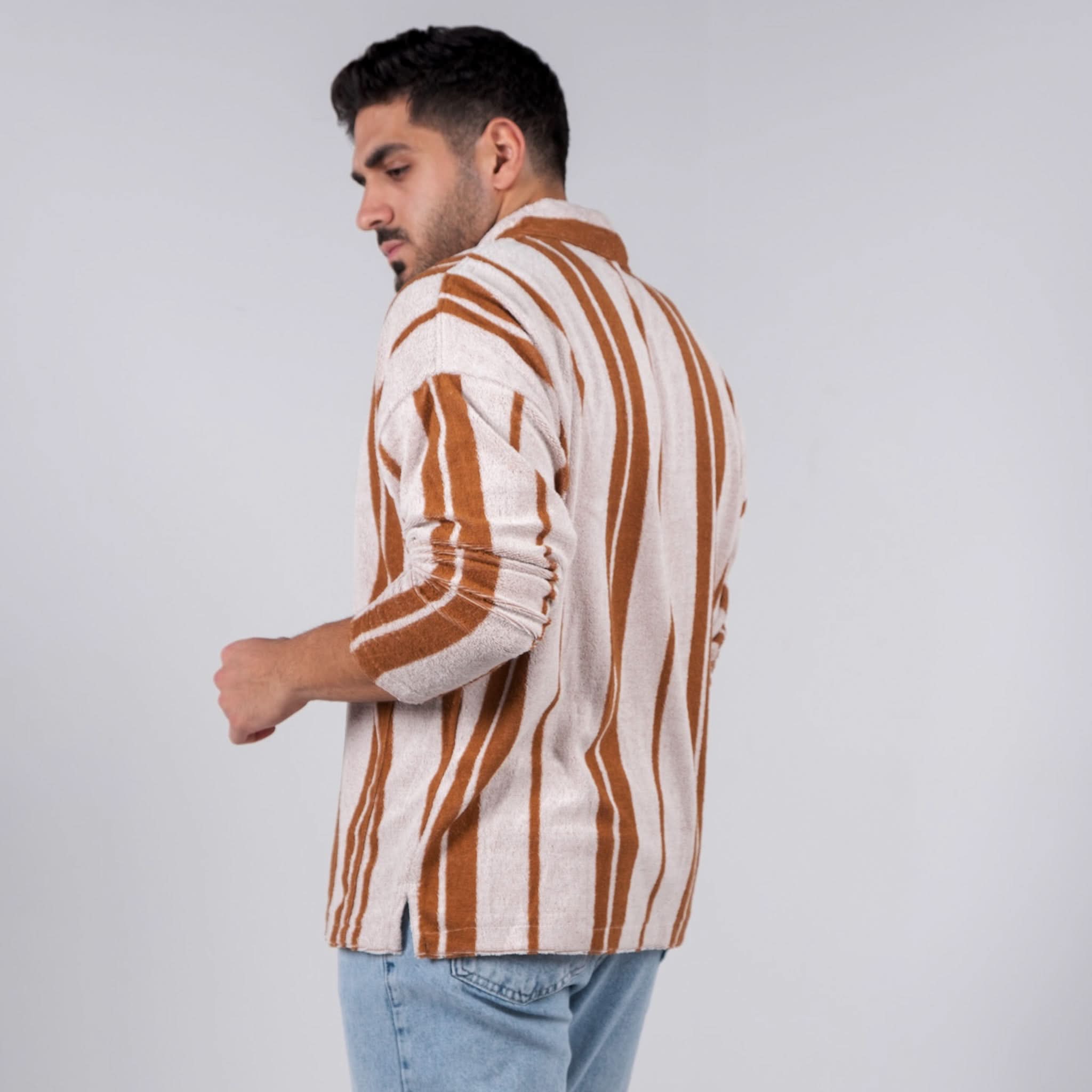 Orange Striped Oversized Polo Tee