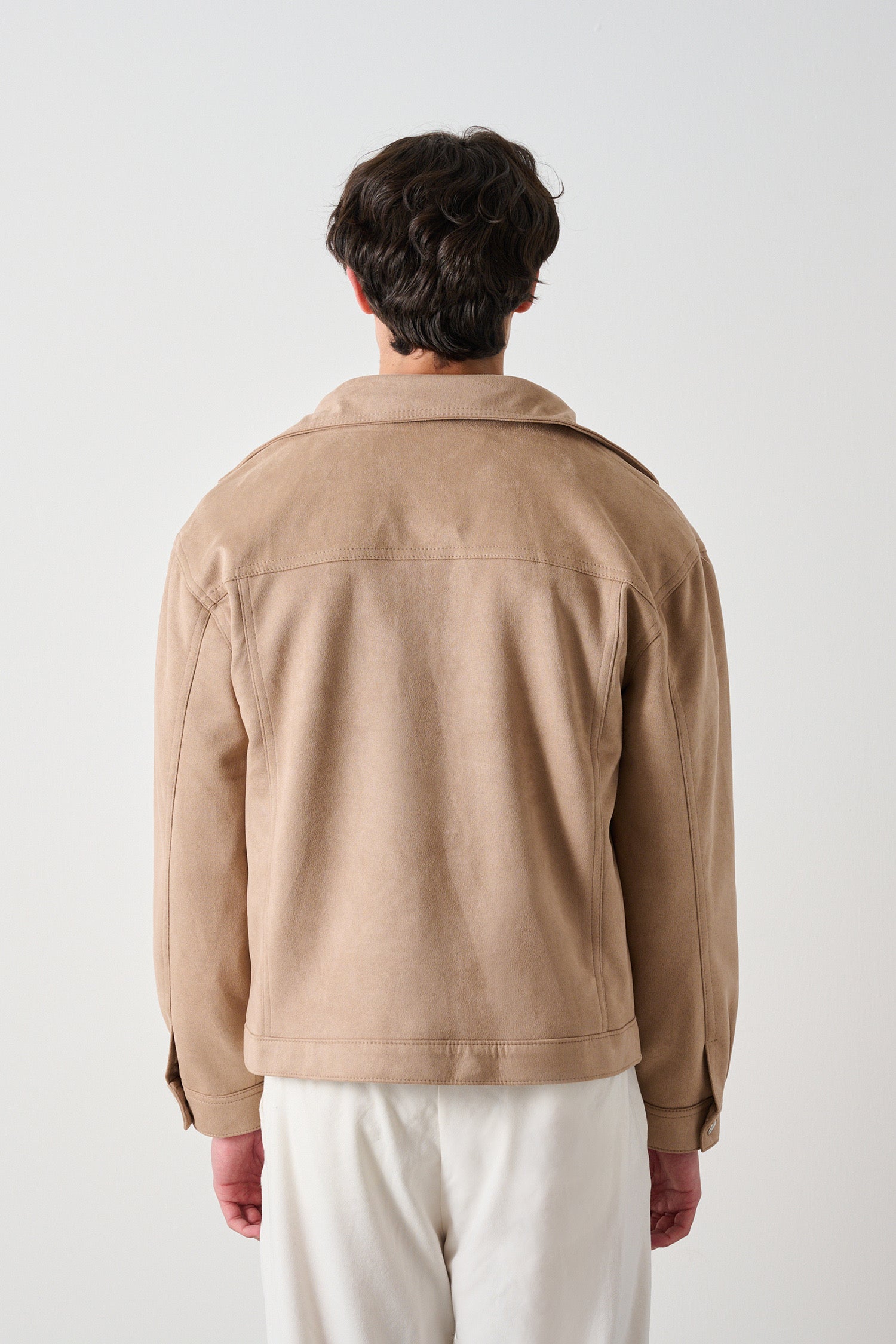 Suede Buttoned Jacket - Beige