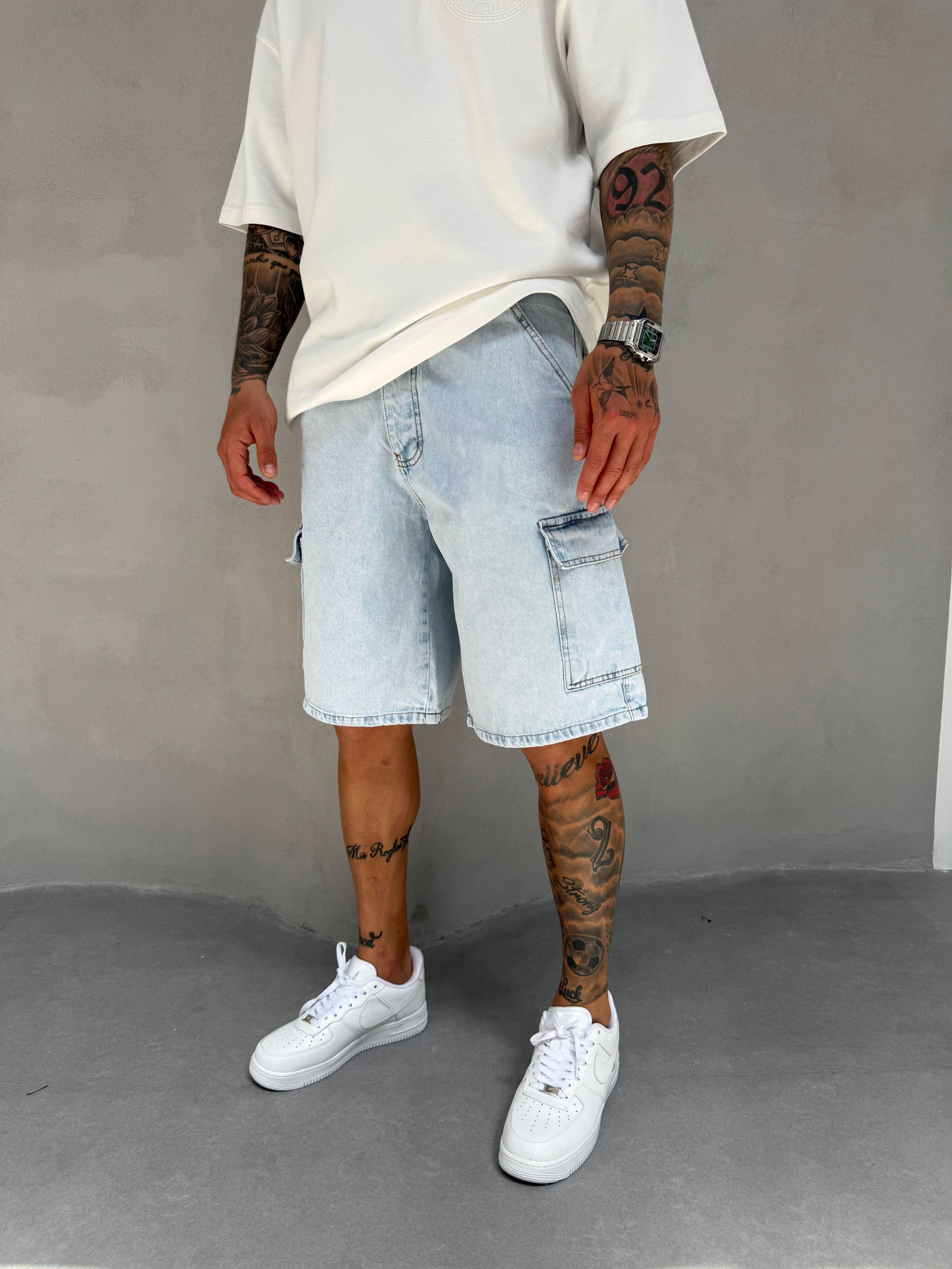 Denim Cargo Shorts