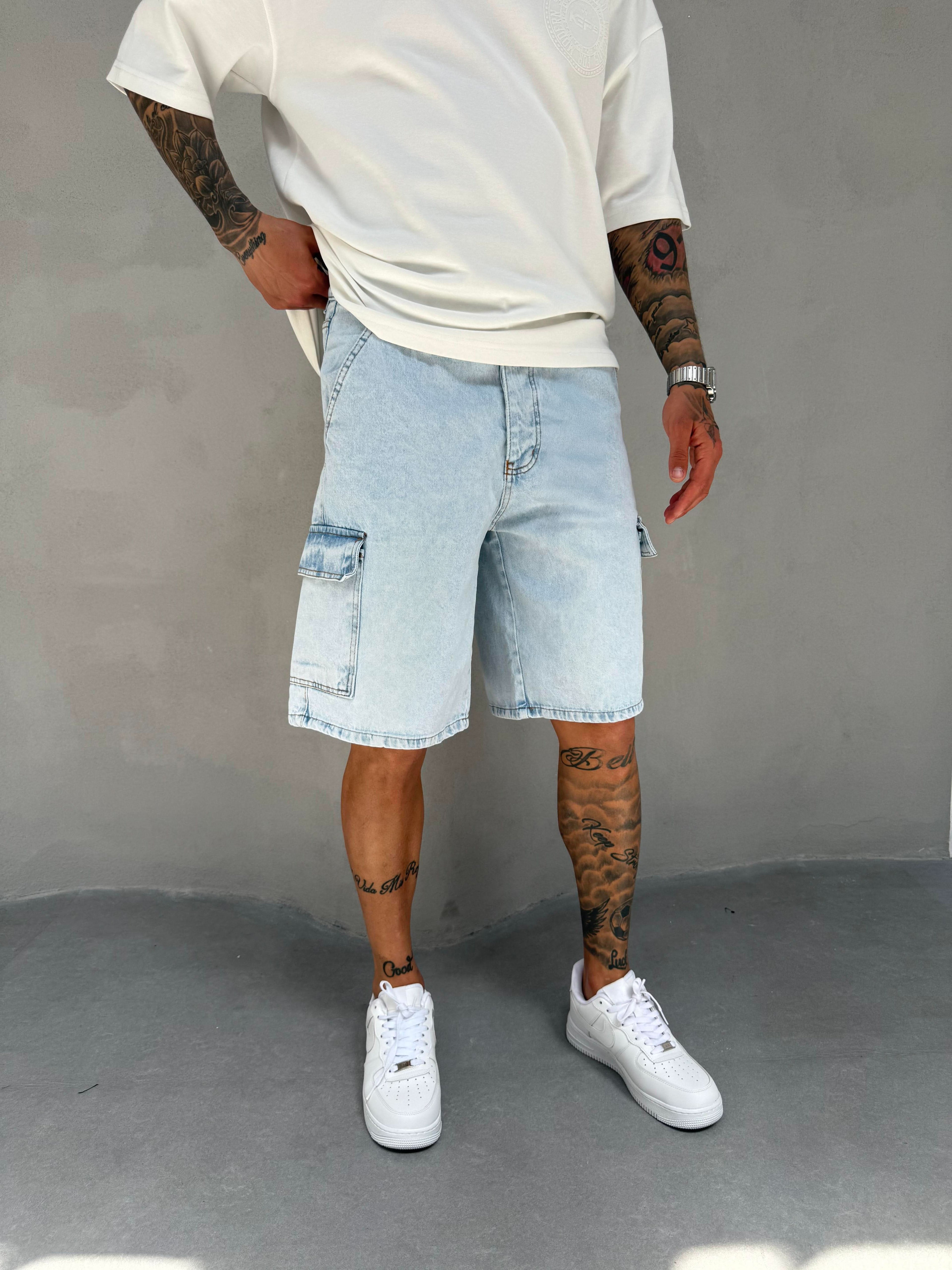 Denim Cargo Shorts