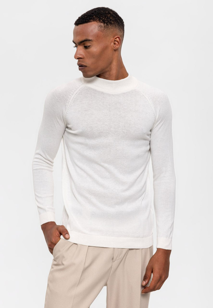 Half Turtleneck Slim Fit Knitwear in White