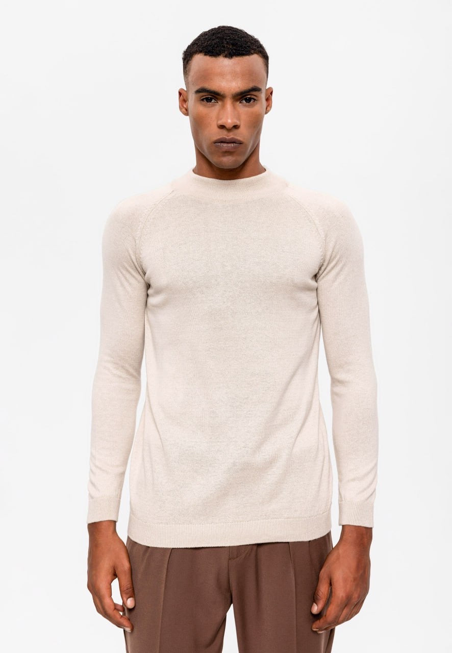 Half Turtleneck Slim Fit Knitwear in Beige