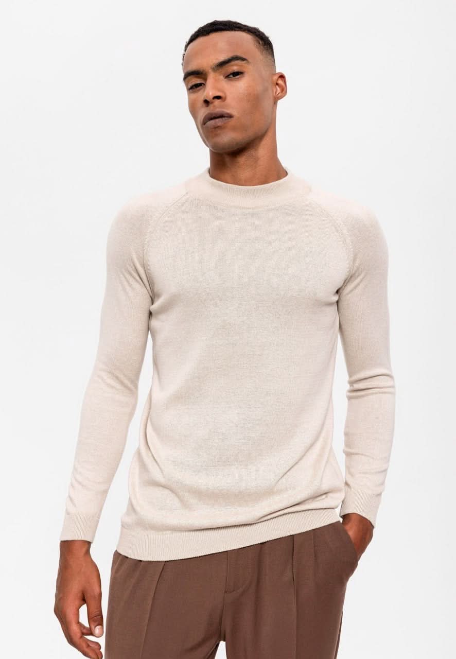 Half Turtleneck Slim Fit Knitwear in Beige