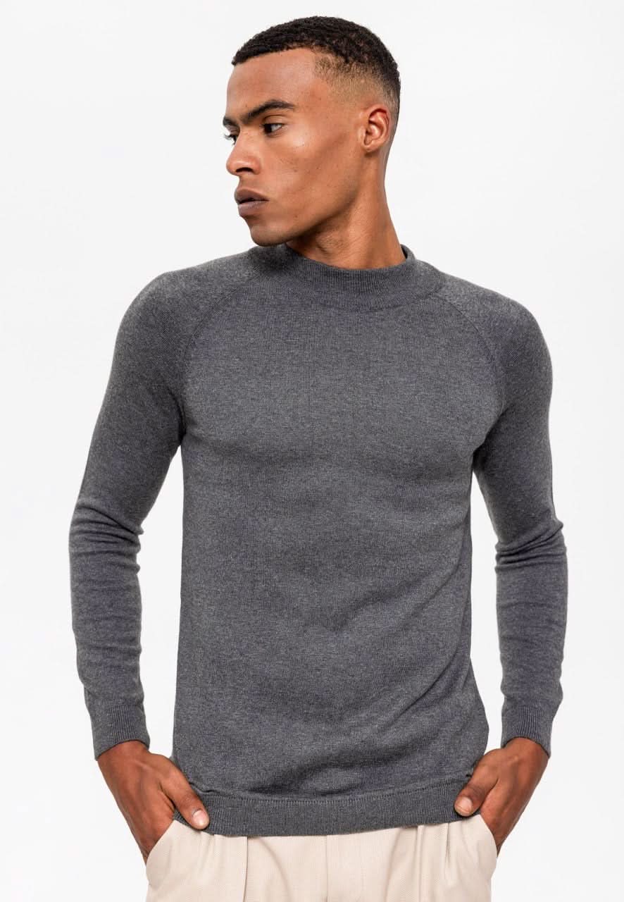 Half Turtleneck Slim Fit Knitwear in Grey