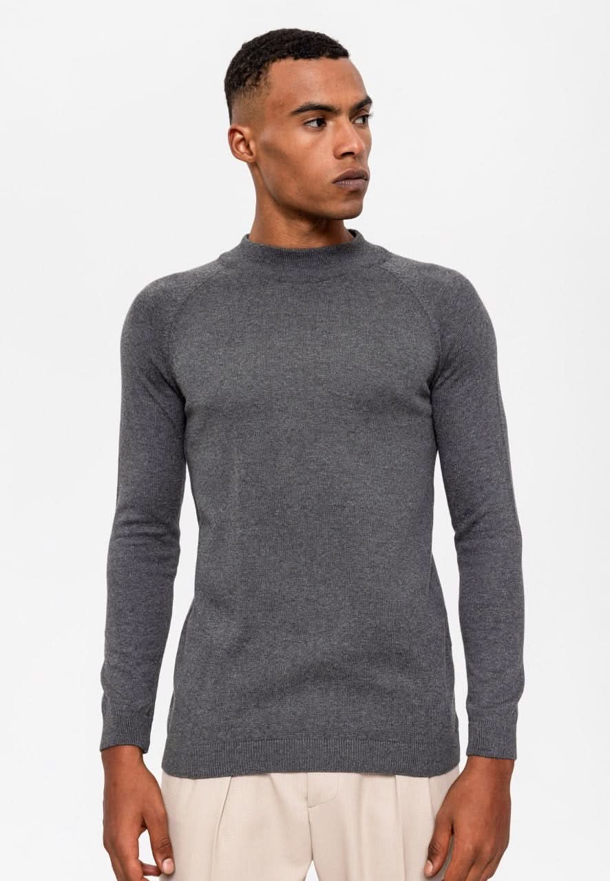 Half Turtleneck Slim Fit Knitwear in Grey