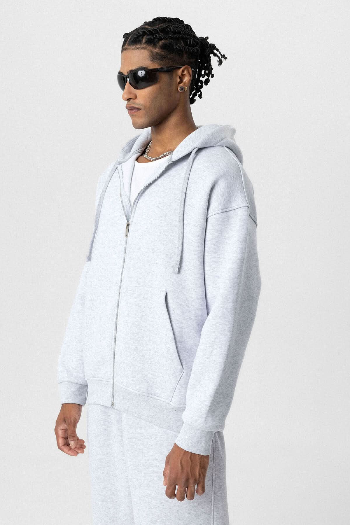 Basic Oversized Jacket in Light Grey