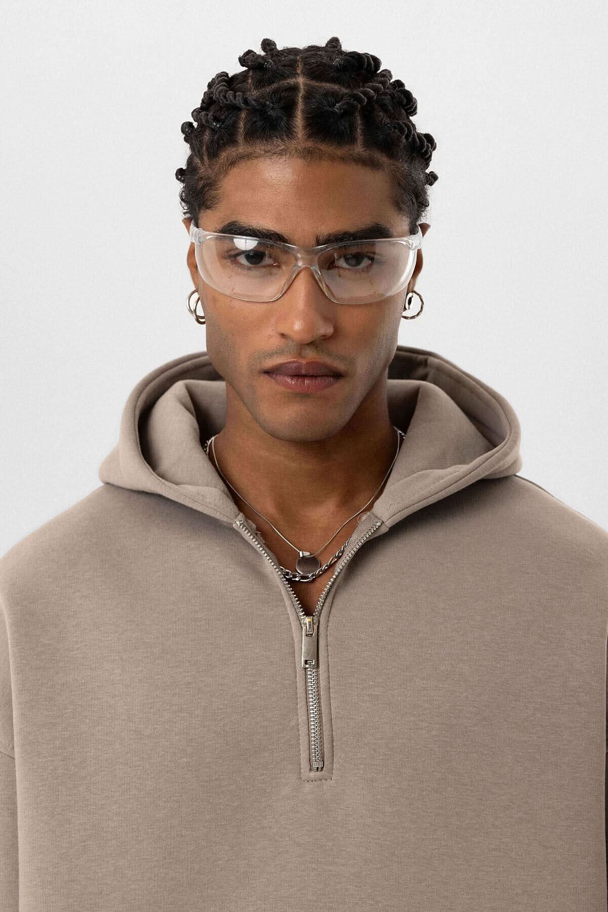 Mink Hooded Oversize Zipper Sweatshirt