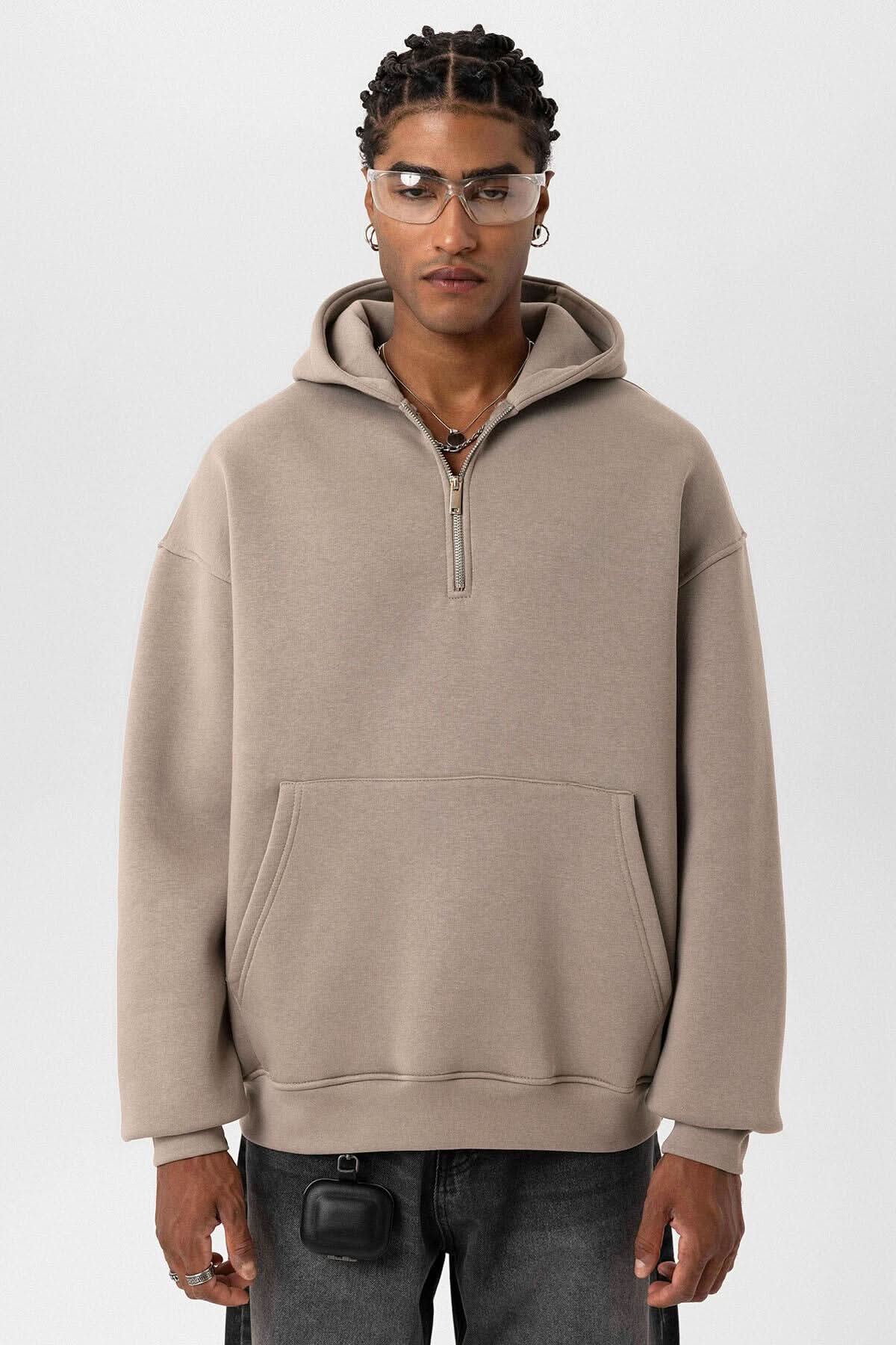 Mink Hooded Oversize Zipper Sweatshirt