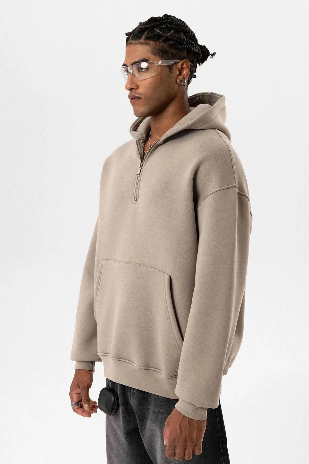 Mink Hooded Oversize Zipper Sweatshirt