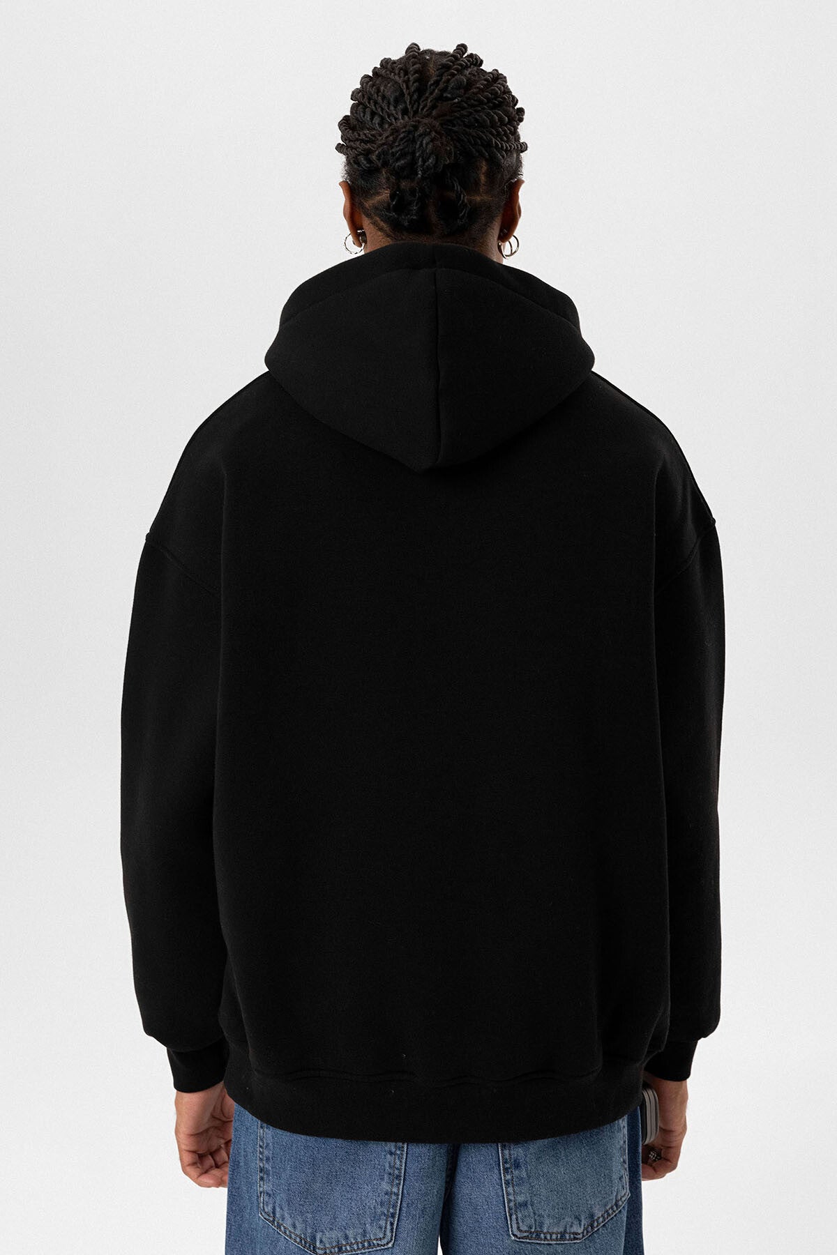 Black Hooded Oversize Zipper Sweatshirt