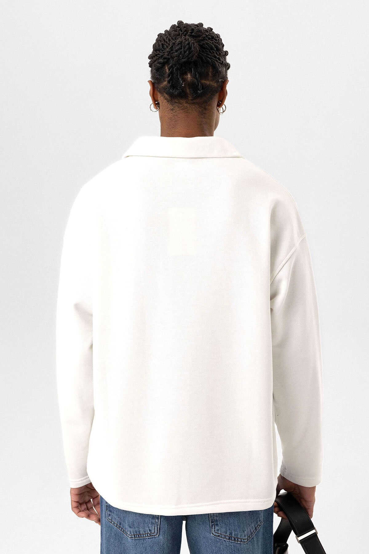 Collar Zipped Sweater - White