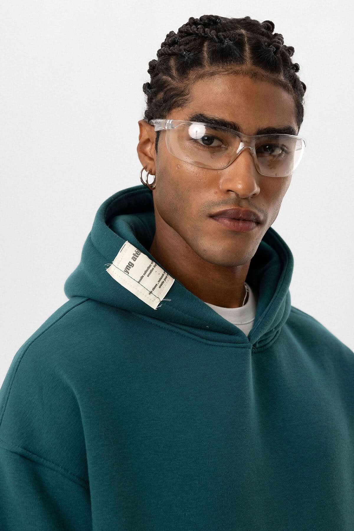 Tag Oversized Hoodie in Dark Green