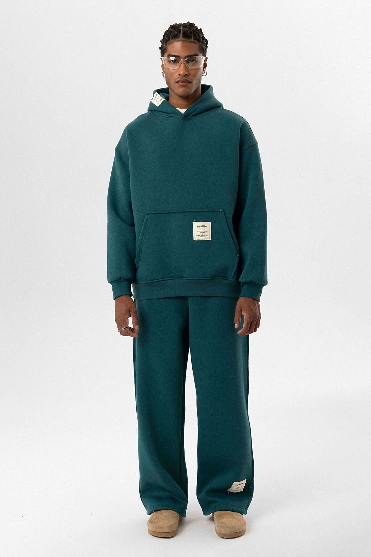 Tag Oversized Hoodie in Dark Green