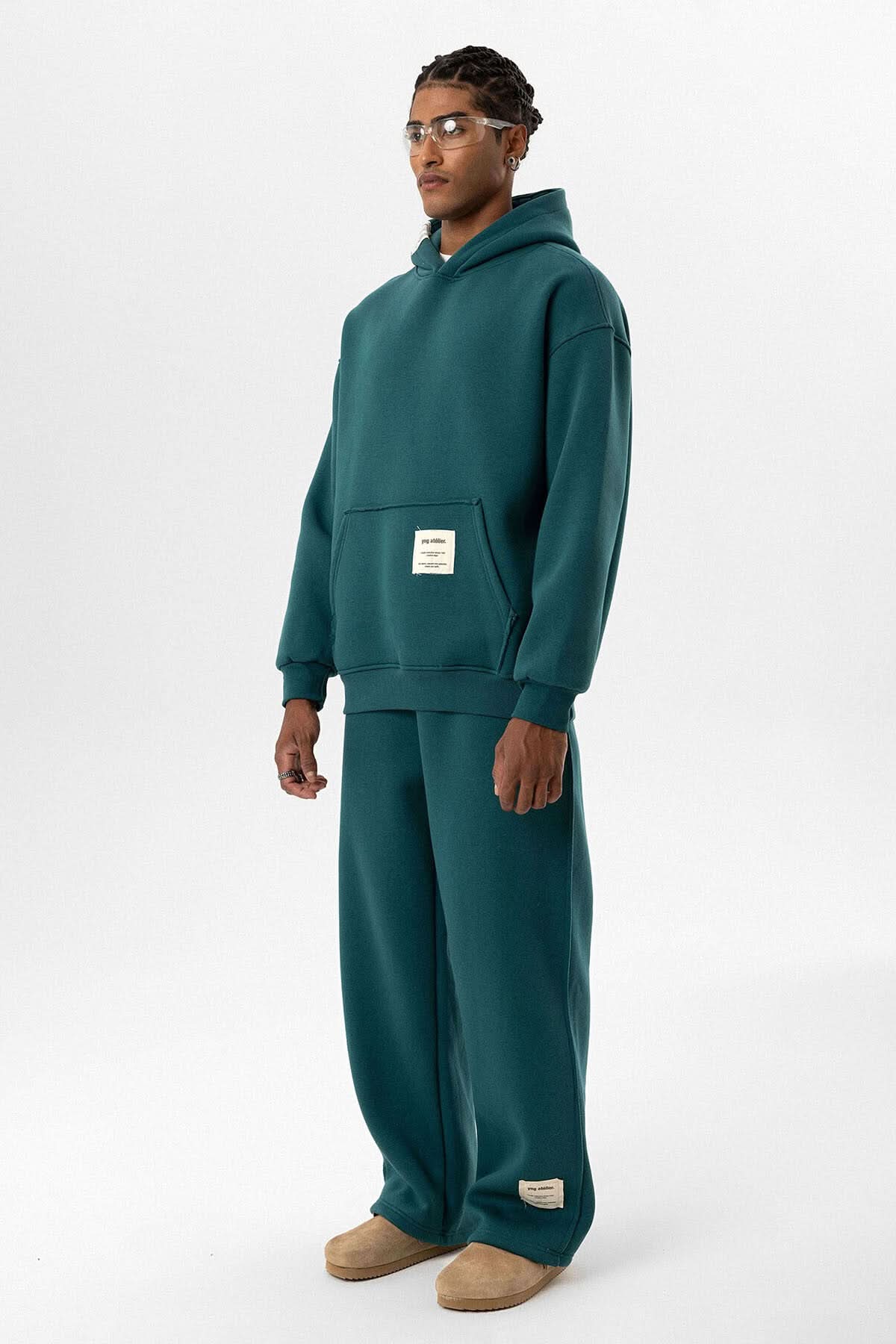 Tag Oversized Hoodie in Dark Green