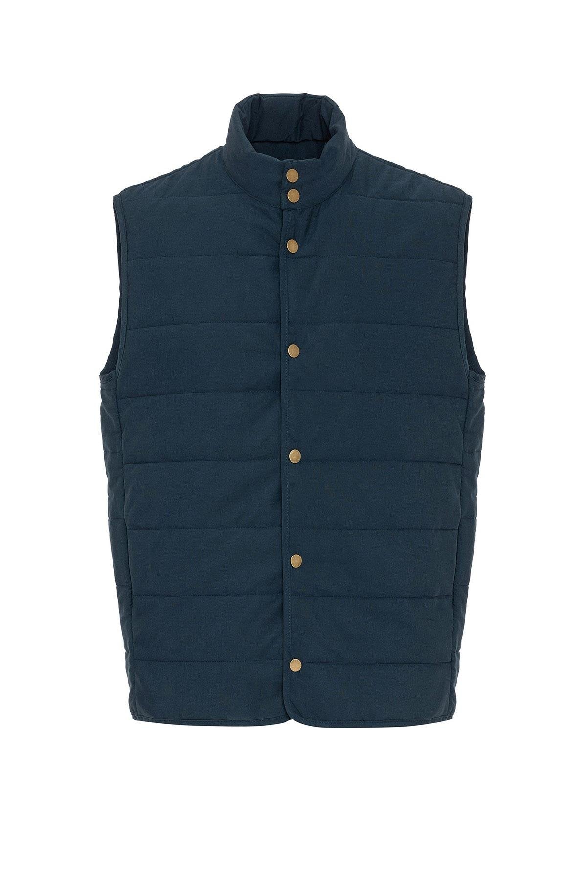 Stand-up Collar Vest in Navy Blue