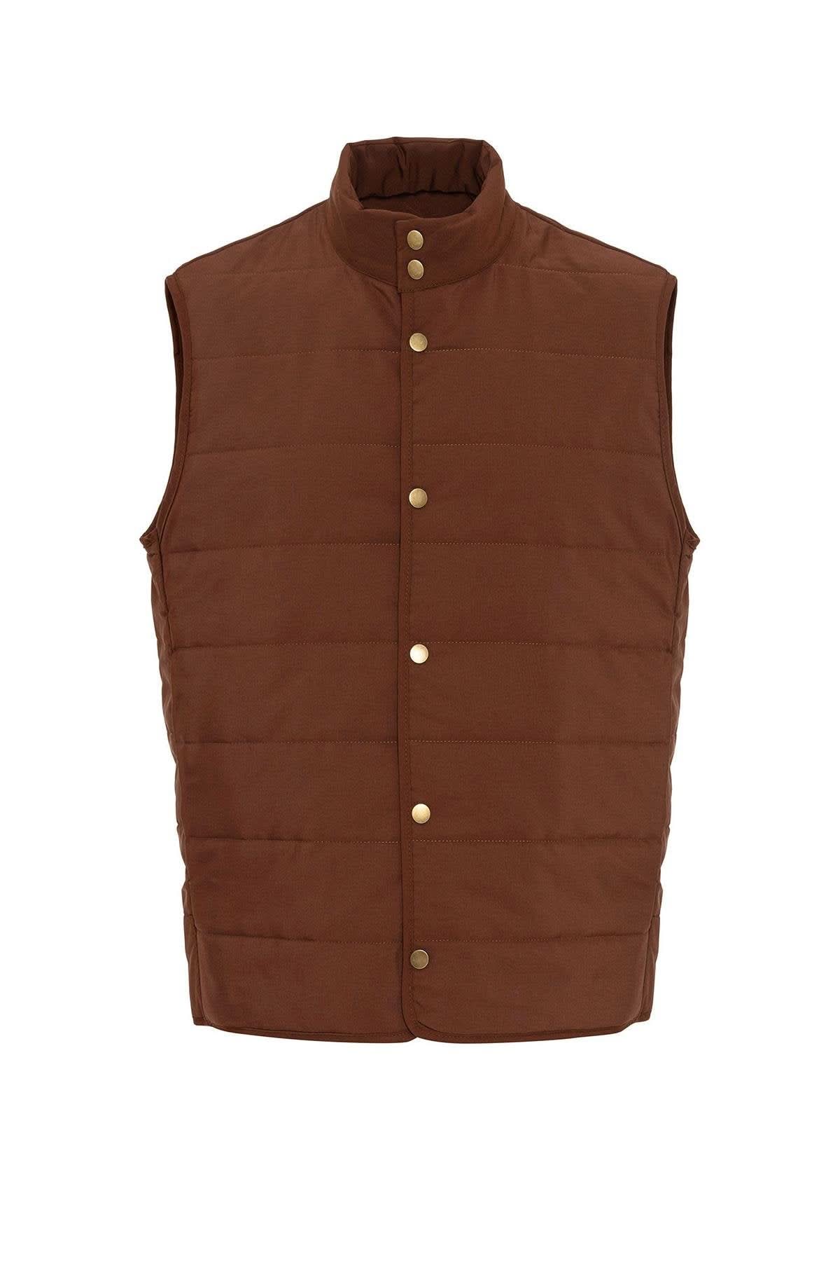 Stand-up Collar Vest in Brown