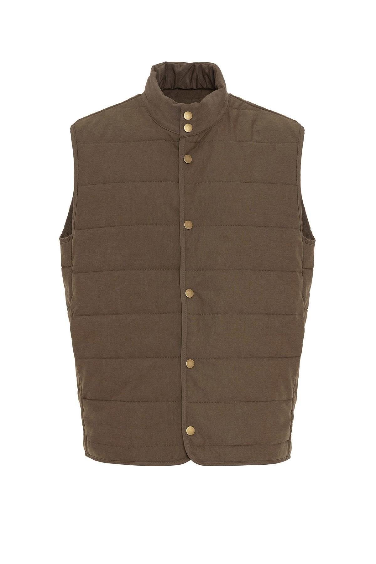 Stand-up Collar Vest in Khaki