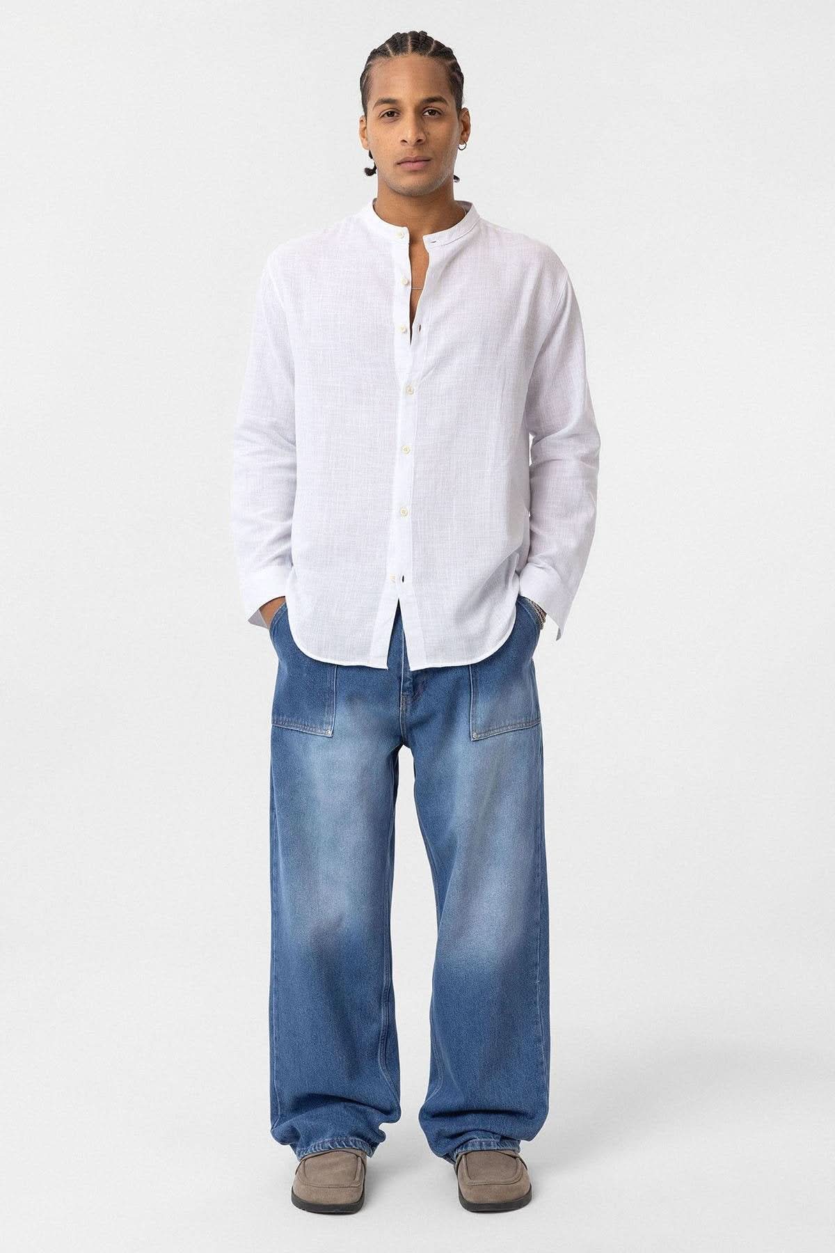 Chinese Collar Linen Shirt