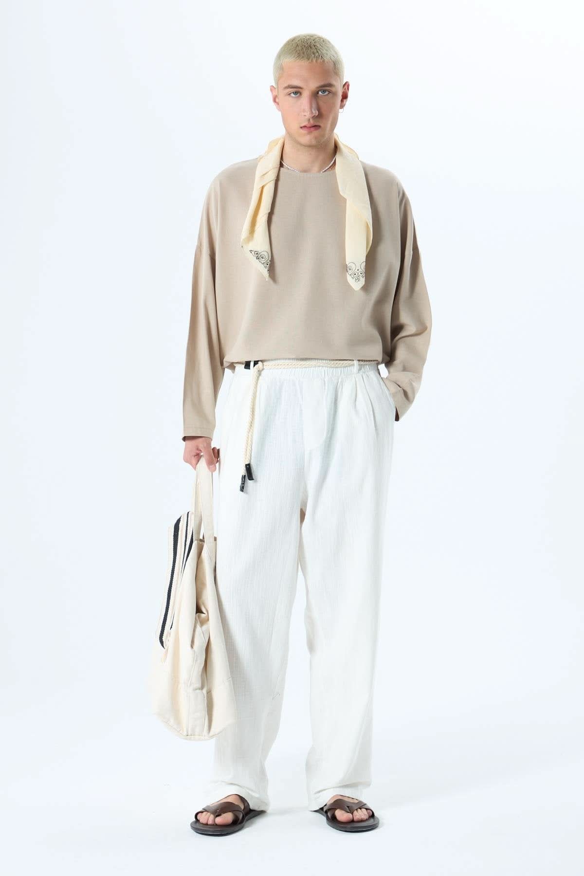 Cotton - Linen Pants with Belt