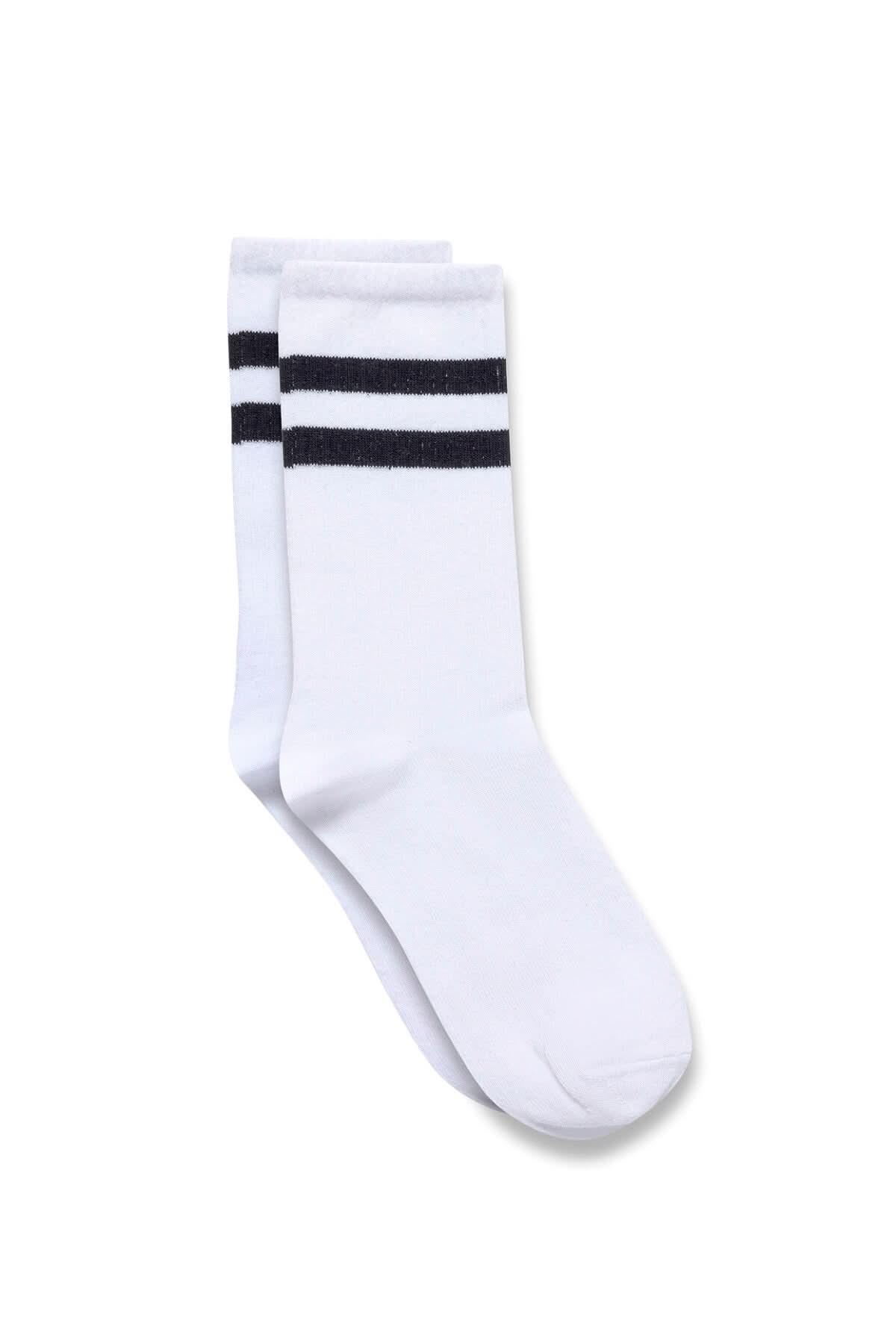 Striped Tennis Socks - White