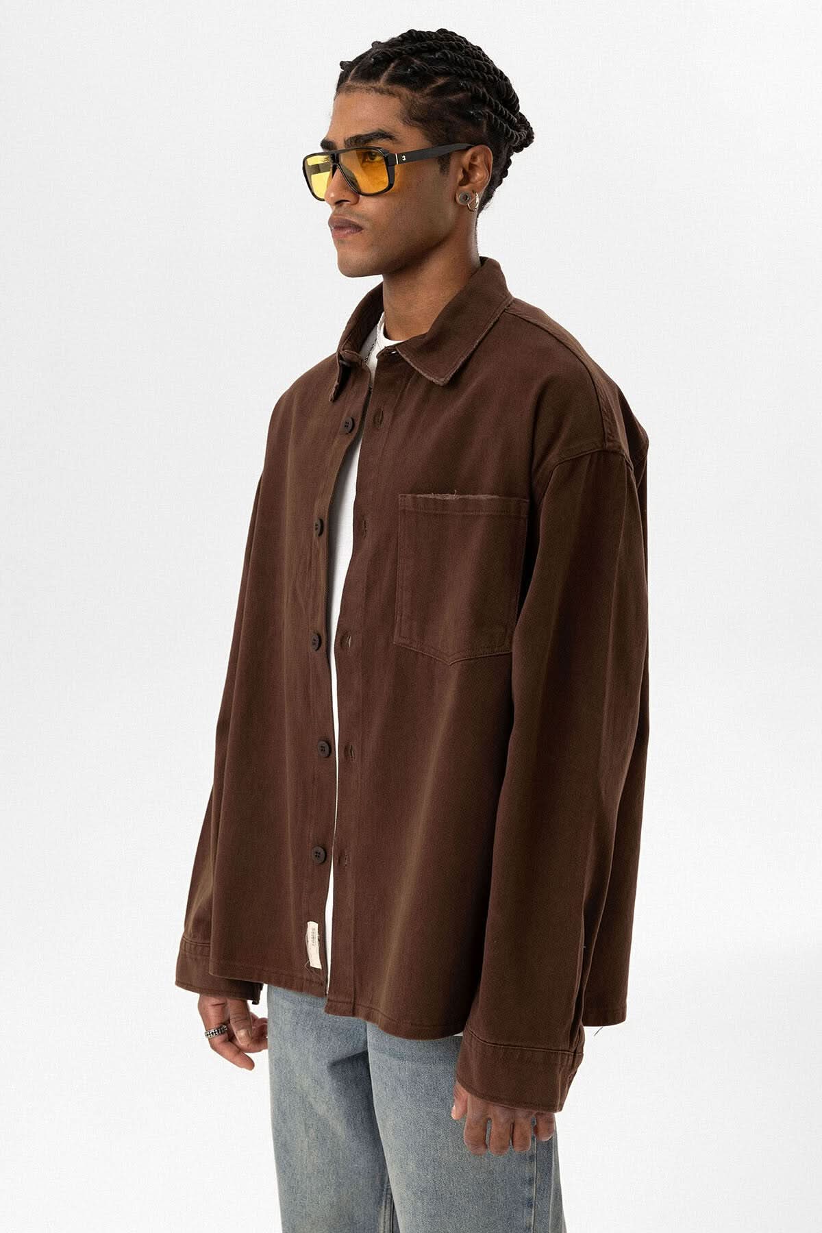 قميص جينز بني