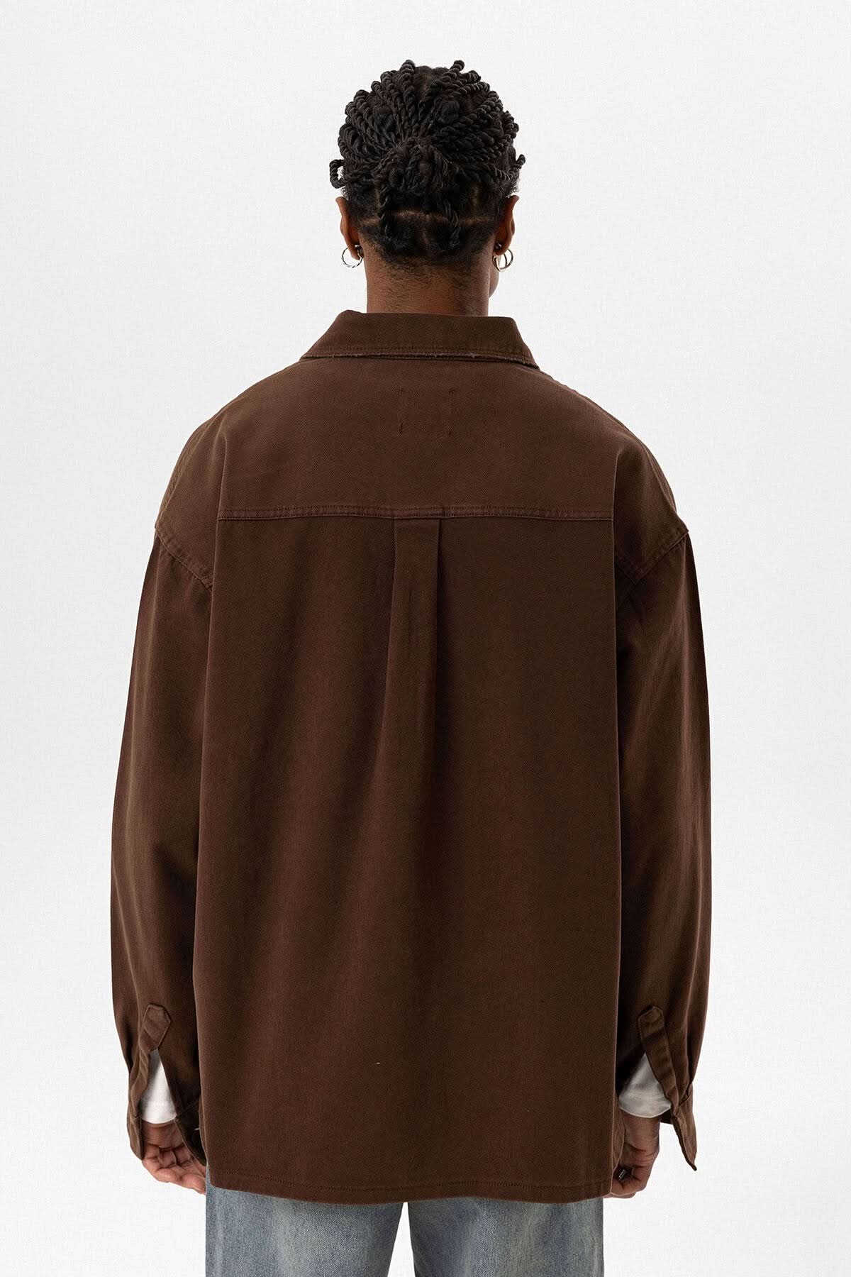 قميص جينز بني