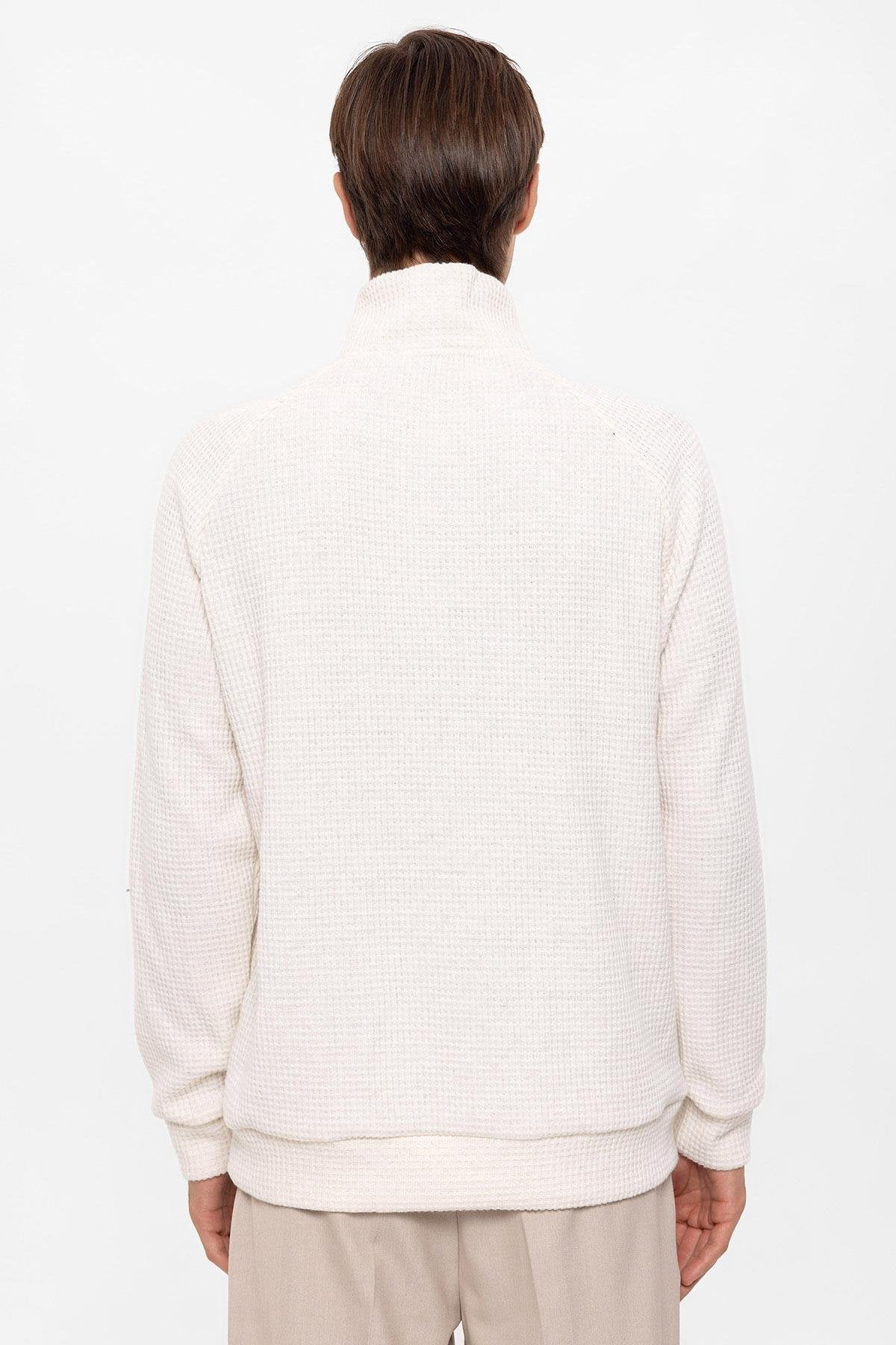 High Collar Sweater in Off White