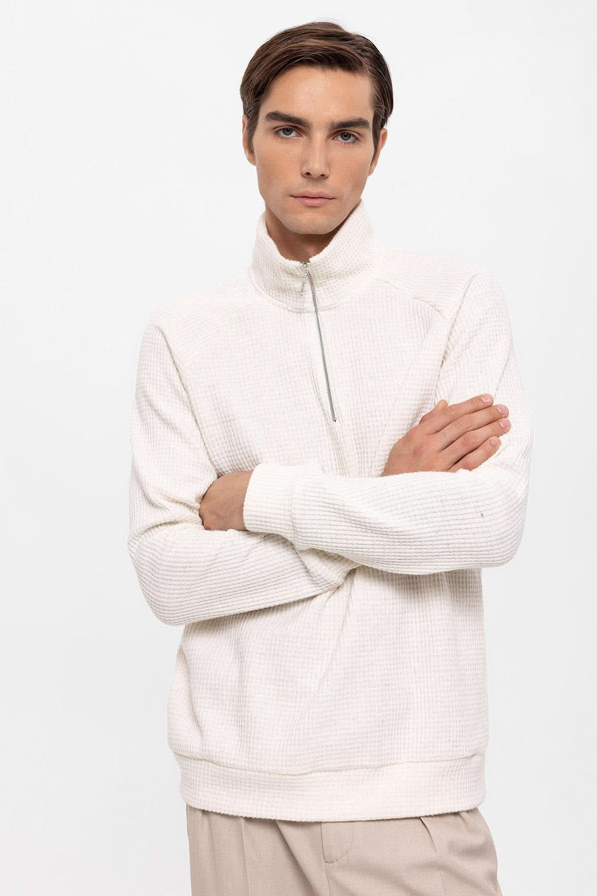 High Collar Sweater in Off White